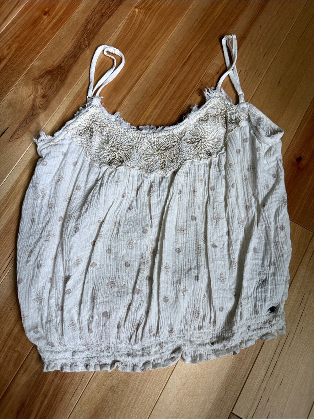 American Eagle Outfitters Cream Embroidered Spaghetti Strap Camisole